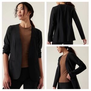 Athleta Avenue Blazer Jacket Travel Commuter Size 14 Black